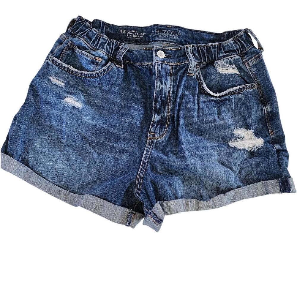 Arizona High Rise Curvy Distressed 2.5" Jean Shorts Size 13